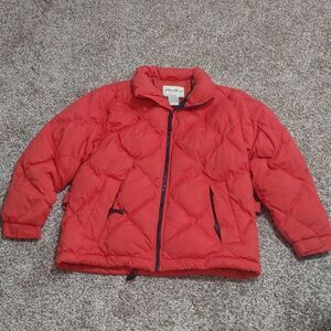 VTG Eddie Bauer Goose Down Coat Women's Orange Puffer Jacket Size M